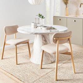 LIMLS Set of 2 Dining Chairs Boucle Light Beige