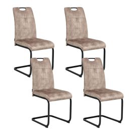DOLMERE Fabric Dining Chairs - Set of 4 - Taupe