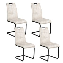 DOLMERE Fabric Dining Chairs - Set of 4 - Light Beige
