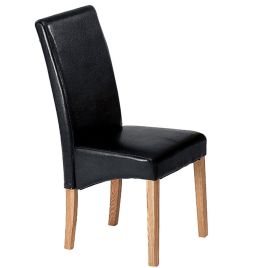 Selkirk Solid Ashwood Set of 2 Dining Chairs with PU Seats - Black