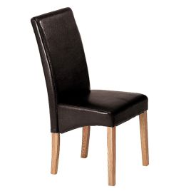 Selkirk Solid Ashwood Set of 2 Dining Chairs with PU Seats - Brown
