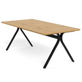 HAVEN Dining Table with Metal Base - Wild Oak