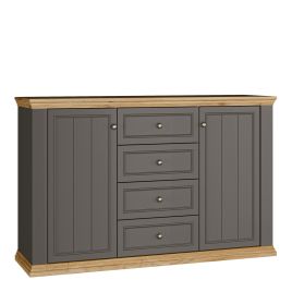 ELMRIDGE Sideboard with 4 Drawers and 2 Doors - Grey with Mauvella Oak