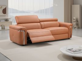 BREVELLO Leather 3 and 2 Seater Electric Recliner Sofa Set - Tan