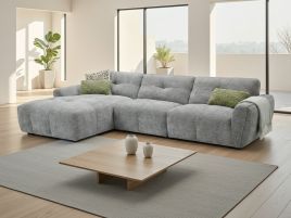 HAVERFORD Fabric 4 Seater L Shaped Corner Sofa - Left Hand Facing - Grey