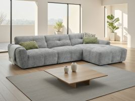 HAVERFORD Fabric 4 Seater L Shaped Corner Sofa - Right Hand Facing - Grey