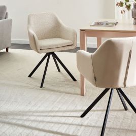 FULWORTH Boucle Fabric Dining Chairs - Set of 2 - Beige