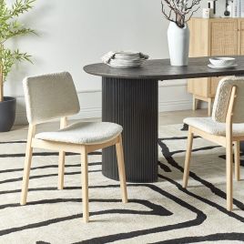 Set of 2 Dining Chairs BLANE Wood Off-White
