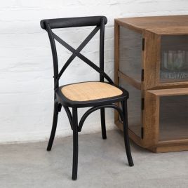 Lyon Black Oak Wood Chair with Weave Seat