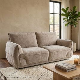 ALDERWYN Fabric 2 Seater Fullback Sofa - Beige