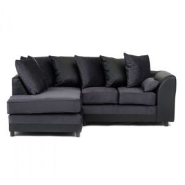 DALPORT Velvet 4 Seater L Shaped - Left Hand Facing Corner Sofa - Dark Grey