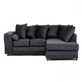 DALPORT Velvet 4 Seater L Shaped - Right Hand Facing Corner Sofa - Dark Grey