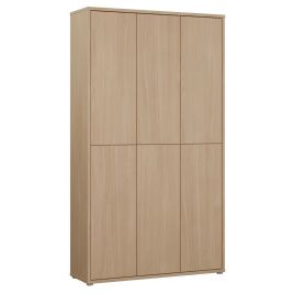 SOLARA Tall Shoe Cabinet with 6 Push to Open Doors - Elegancia Oak