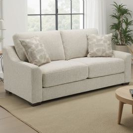 BRAMFORD Fabric 3 Seater Fullback Sofa - Beige