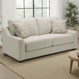 BRAMFORD Fabric 2 Seater Fullback Sofa - Beige