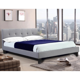 Neath Linen Fabric Bed Frame in Grey with Chesterfield Style Headboard - 4ft Small Double