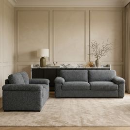 CORDURA Boucle Fabric 3 and 2 Seater Fullback Sofa Set - Grey