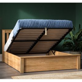 Monaco Oak Wood Ottoman Bed - Kingsize 5ft