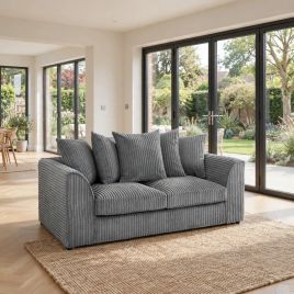 Davis Scatter Back Jumbo Cord 3 Seater Sofa - Grey