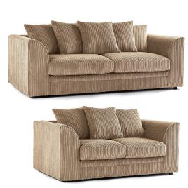 OXFORD Jumbo Cord 3 Seater and 2 Seater Scatterback Sofa Set - Coffee