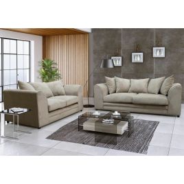 DOWEY Chenille Fabric 3 Seater and 2 Seater Scatterback Sofa Set - Beige