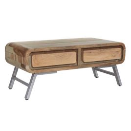 Fiona Metal Legs Unique Retro Style Wooden Coffee Table with 2 Drawers