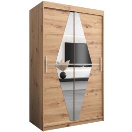 SPURDLE 2 Door Mirrored Sliding Wardrobe Medium Oak - 120cm