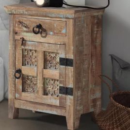 Bedside Table - BRIDGEND Right Hand Nightstand Brown 51cm
