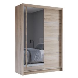 BROADLAND 2 Door Mirrored Sliding Wardrobe Light Oak - 150cm