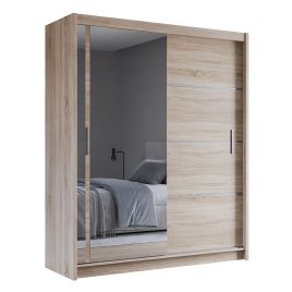 BROADLAND 2 Door Mirrored Sliding Wardrobe Light Oak - 180cm