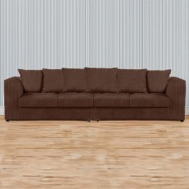 Desmond Jumbo Cord 4 Seater Scatterback Sofa - Chocolate Brown