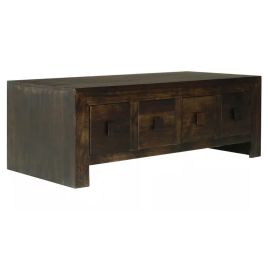 Delta Mango Wood 118cm Coffee Table with 8 Drawers - Walnut