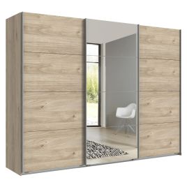 AMBER 3 Door Mirrored Sliding Wardrobe Oak - 270cm
