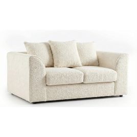 BELVANO Boucle Fabric 2 Seater Scatterback Sofa - Ivory