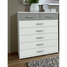 COMODO White Chest of Drawers - Medium-sized, 7 Drawers