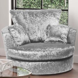 BLAKE Crushed Velvet Swivel Chair - Silver