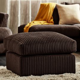 Desmond Jumbo Cord Upholstery Footstool - Chocolate Brown