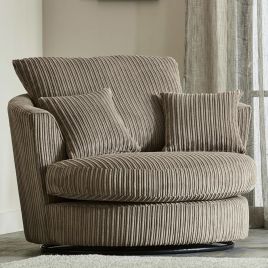 Desmond Jumbo Cord Upholstered Swivel Chair - Coffee