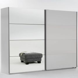 ERASMUS 2 Door Mirrored Sliding Wardrobe White - 225cm