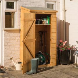 Rowlinson Shiplap Garden Storage Shed Lockable Single Door, Shelf Included