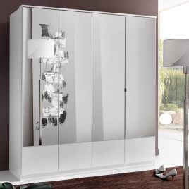 INAGU 4 Door Mirrored Wardrobe White - 180cm