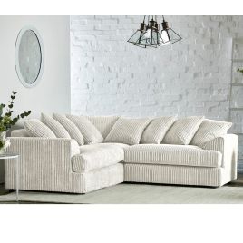 JASPER Jumbo Cord 5 Seater L Shaped Scatterback Corner Sofa - Cream