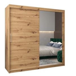 TIVERTON 2 Door Mirrored Sliding Wardrobe Medium Oak - 200cm