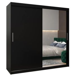 TIVERTON 2 Door Mirrored Sliding Wardrobe Black - 200cm