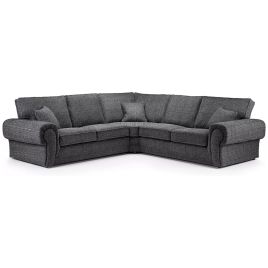 DAVEY Chenille Fabric 5 Seater L Shaped Fullback Corner Sofa - Grey