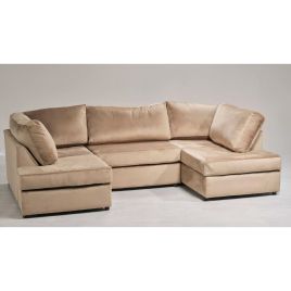 MORRISON Plus Velvet 5 Seater U Shaped Fullback Corner Sofa - Mink