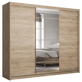 ROTHERHAM 3 Door Mirrored Sliding Wardrobe Light Oak - 250cm