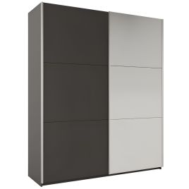 WINFAIR 2 Door Mirrored Sliding Wardrobe Graphite - 200cm