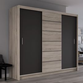 MAIDSTONE 2 Door Sliding Wardrobe with 2 Drawers Brown - 250cm