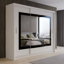 HAMPSTEAD 3 Door Mirrored Sliding Wardrobe with 2 Drawers White - 250cm